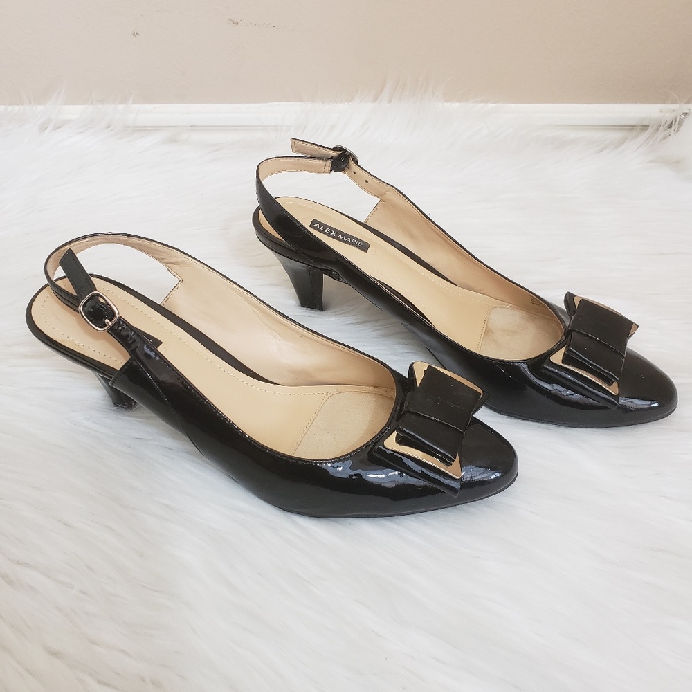 Alex Marie Black Patent Leather Slingback Pump 8
